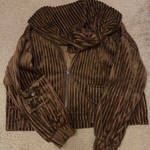 brown velour hoodie
